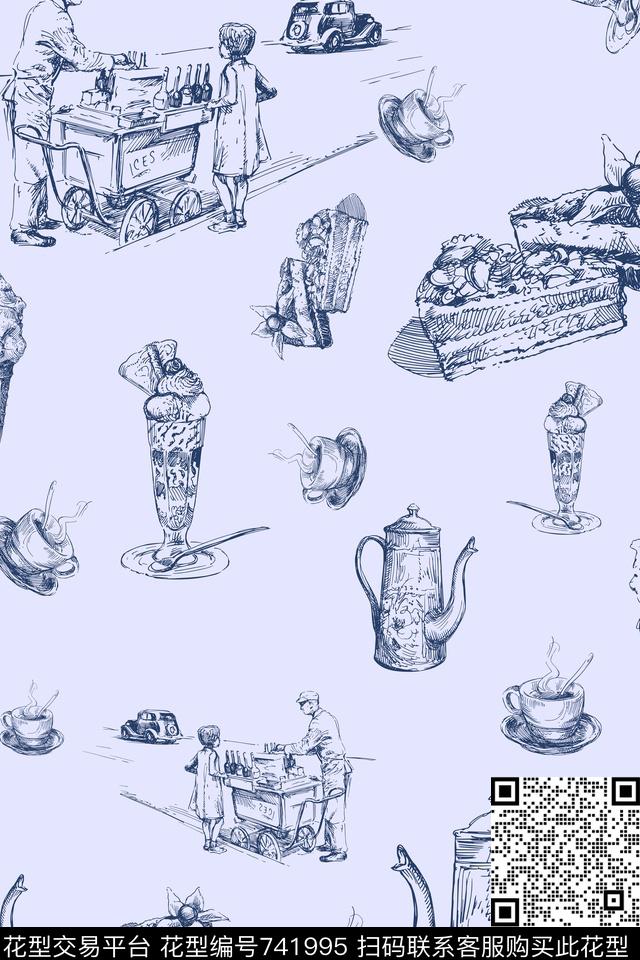抽象趣味传统印花华亿平台下载（图片编号: 741995） - 瓦栏（Walan）