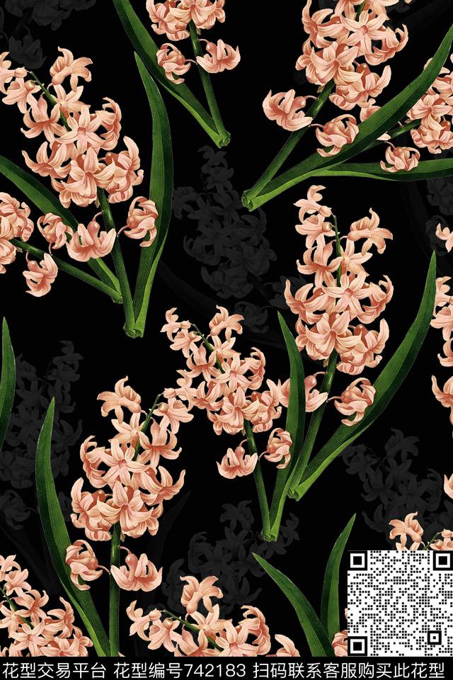 复古花卉手绘乱花数码印花华亿平台下载（图片编号: 742183） - 瓦栏（Walan）