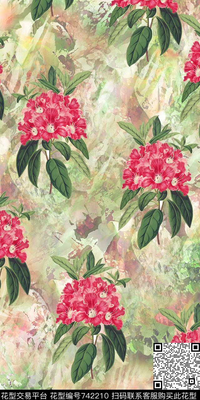 花朵花卉数码印花华亿平台下载（图片编号: 742210） - 瓦栏（Walan）