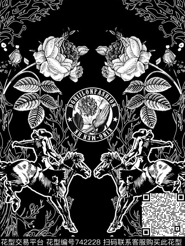 几何线条骑士数码印花华亿平台下载（图片编号: 742228） - 瓦栏（Walan）