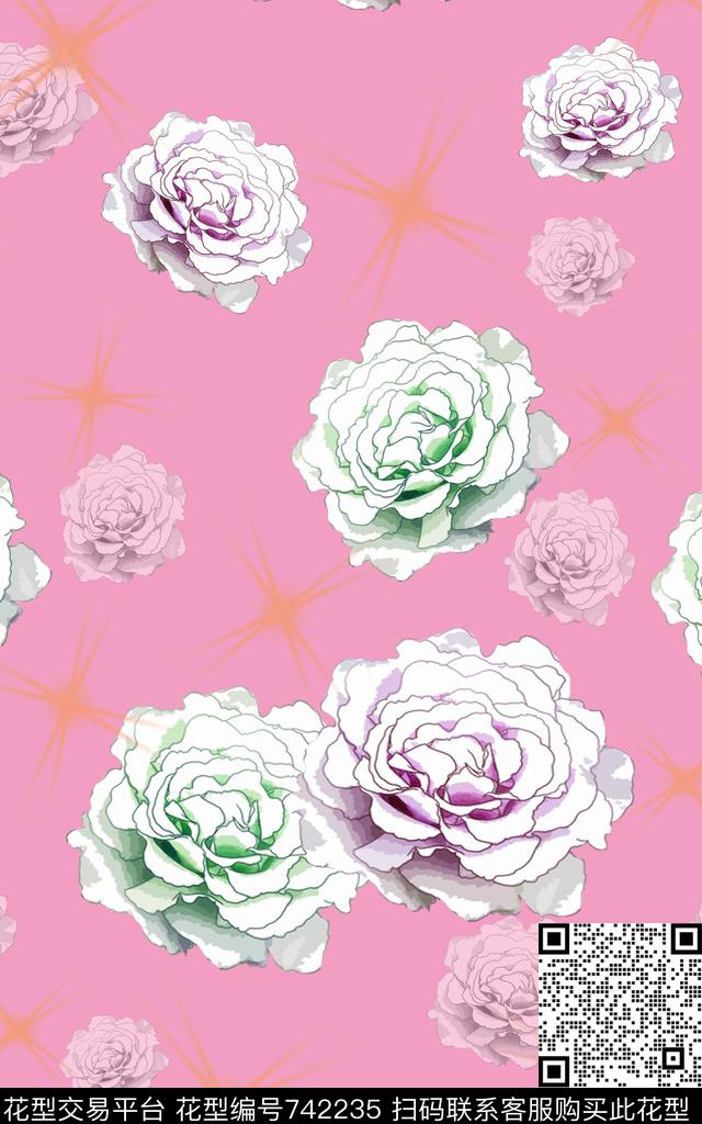花卉数码印花华亿平台下载（图片编号: 742235） - 瓦栏（Walan）
