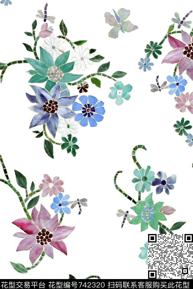 瓷砖花卉几何数码印花华亿平台下载（图片编号: 742320） - 瓦栏（Walan）
