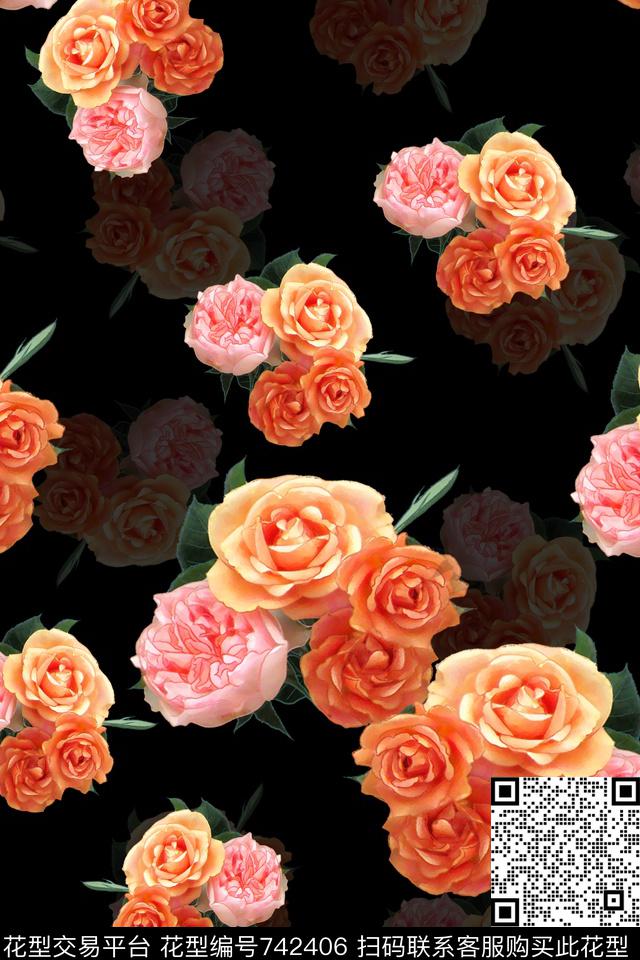 花朵数码印花华亿平台下载（图片编号: 742406） - 瓦栏（Walan）