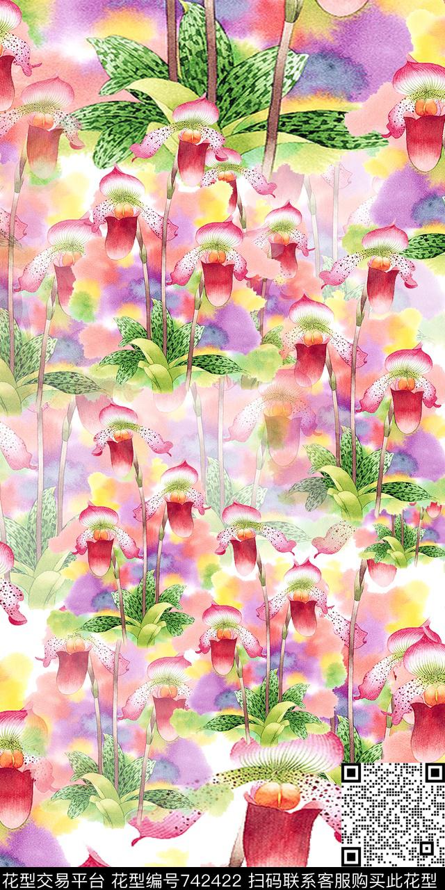 花卉花朵数码印花华亿平台下载（图片编号: 742422） - 瓦栏（Walan）