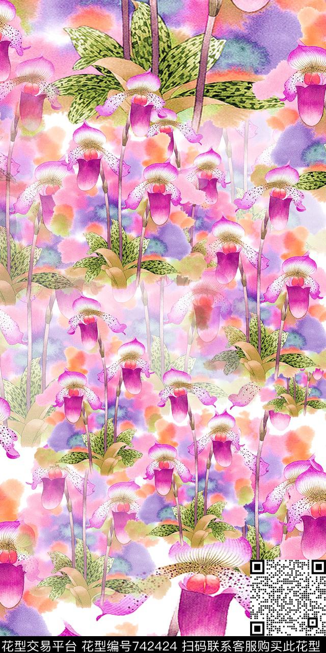 花卉花朵数码印花华亿平台下载（图片编号: 742424） - 瓦栏（Walan）