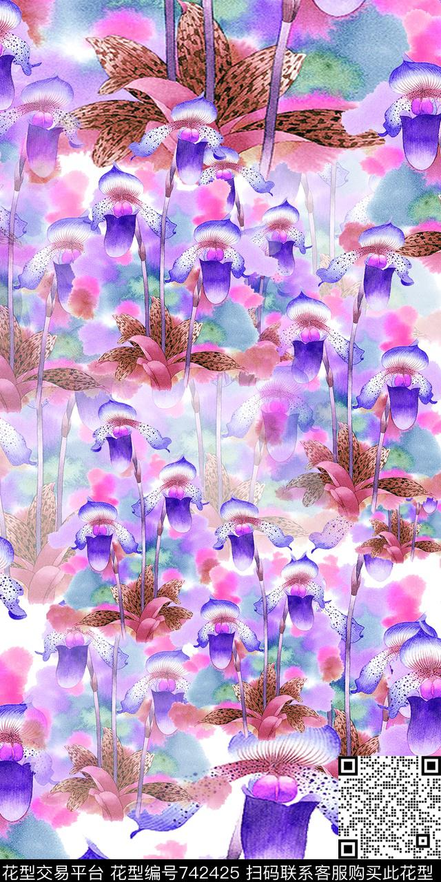 花卉花朵数码印花华亿平台下载（图片编号: 742425） - 瓦栏（Walan）