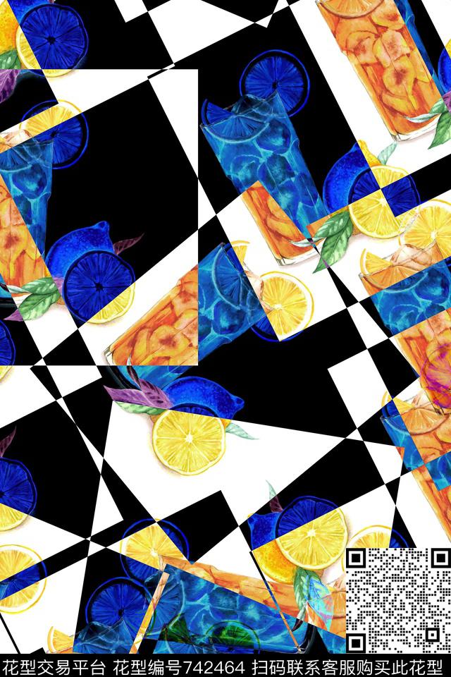 饮料水果趣味数码印花华亿平台下载（图片编号: 742464） - 瓦栏（Walan）