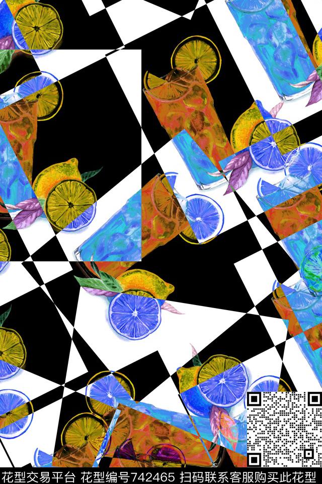 饮料水果趣味数码印花华亿平台下载（图片编号: 742465） - 瓦栏（Walan）