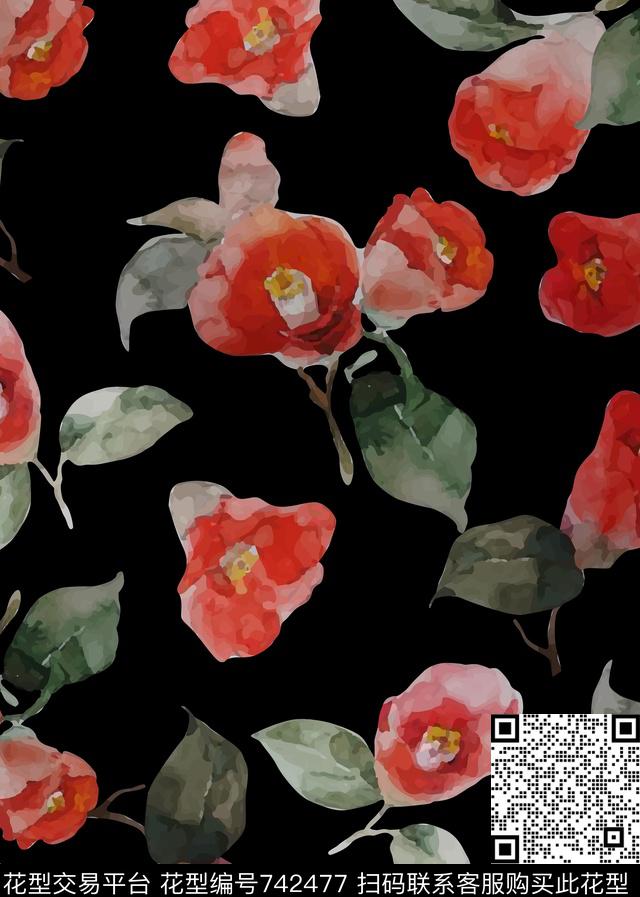 不定位丝巾女装家纺时尚。花卉数码印花华亿平台下载（图片编号: 742477） - 瓦栏（Walan）