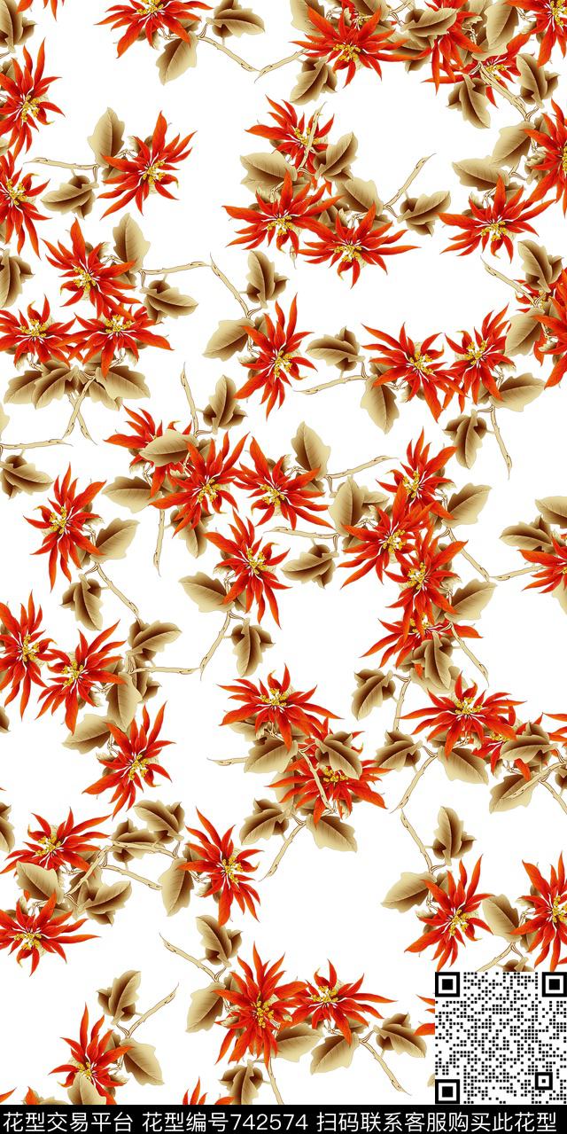 满版花数码花卉类小碎花数码印花华亿平台下载（图片编号: 742574） - 瓦栏（Walan）