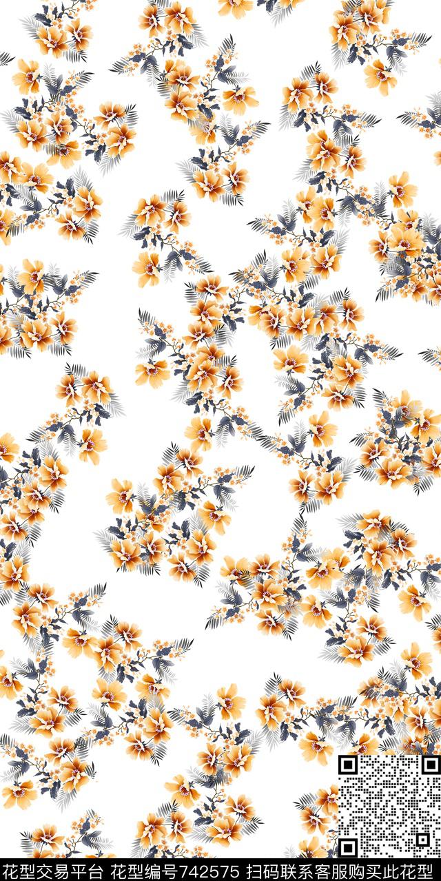 满版花数码花卉类小碎花数码印花华亿平台下载（图片编号: 742575） - 瓦栏（Walan）