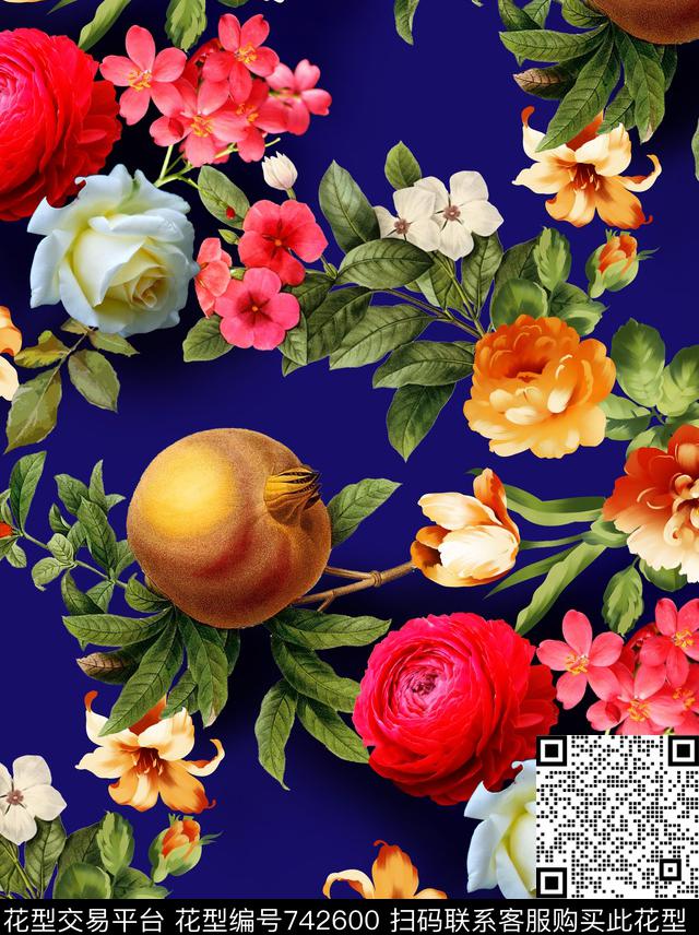 时尚绚丽复古数码印花华亿平台下载（图片编号: 742600） - 瓦栏（Walan）