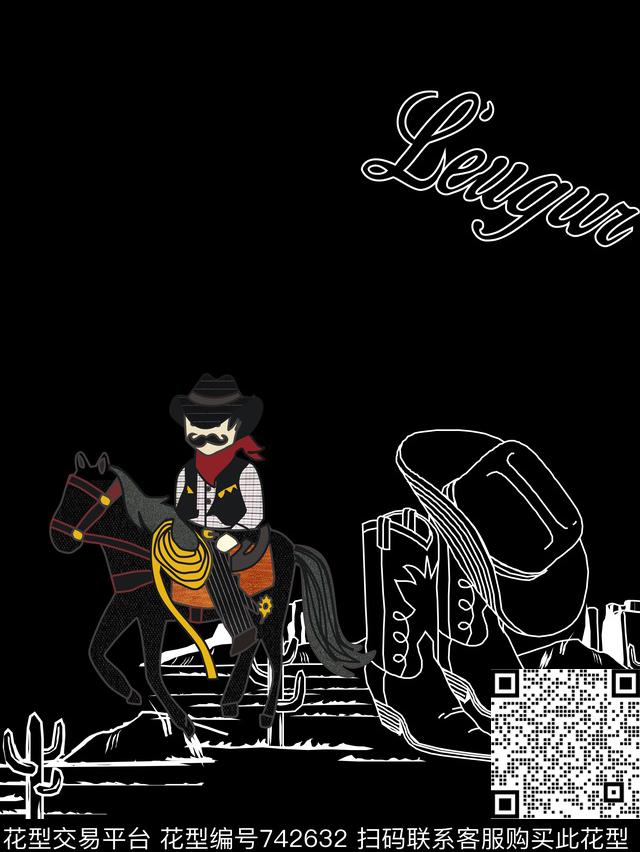 卡通线条潮牌数码印花华亿平台下载（图片编号: 742632） - 瓦栏（Walan）