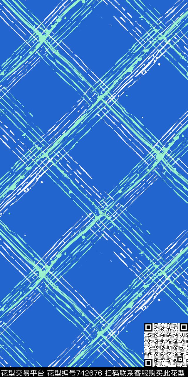 男装手绘格子格子传统印花华亿平台下载（图片编号: 742676） - 瓦栏（Walan）