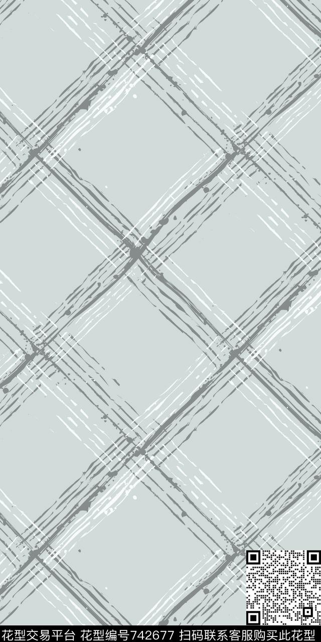 男装手绘格子格子传统印花华亿平台下载（图片编号: 742677） - 瓦栏（Walan）