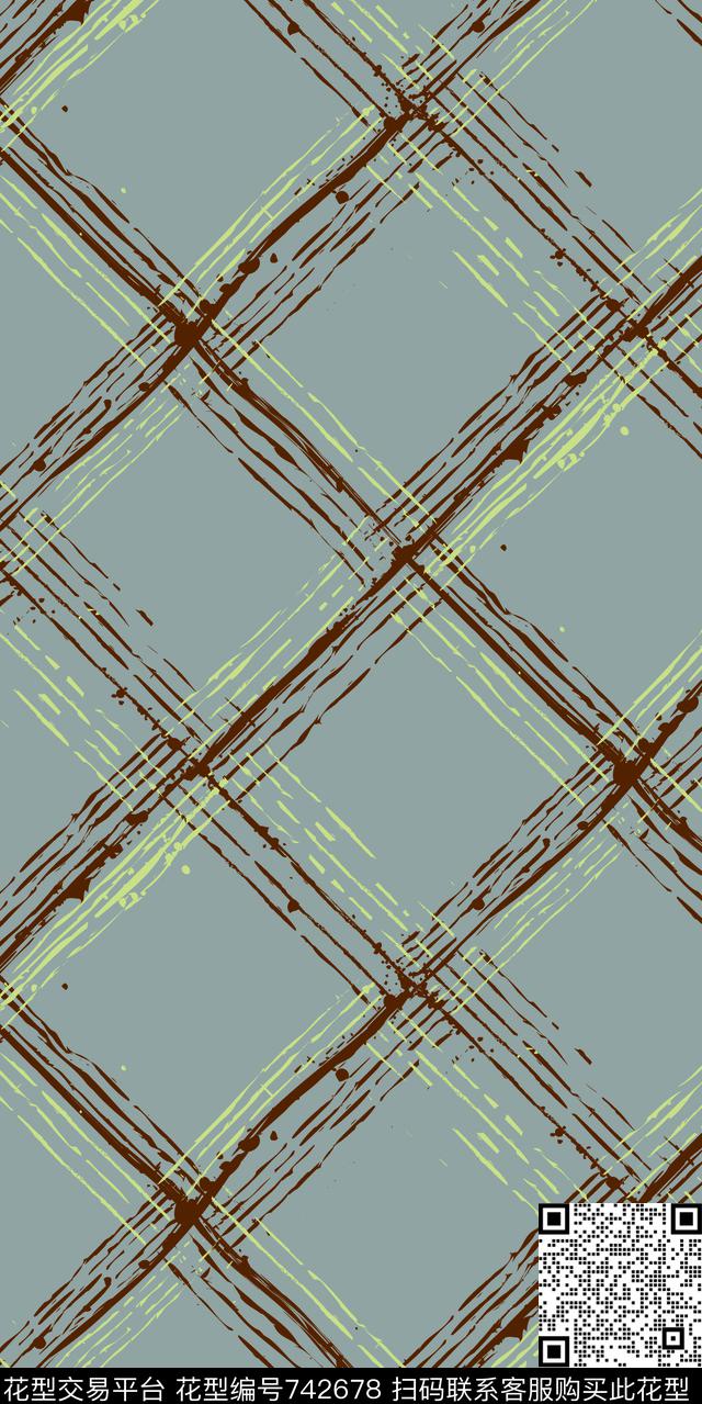 男装手绘格子格子传统印花华亿平台下载（图片编号: 742678） - 瓦栏（Walan）