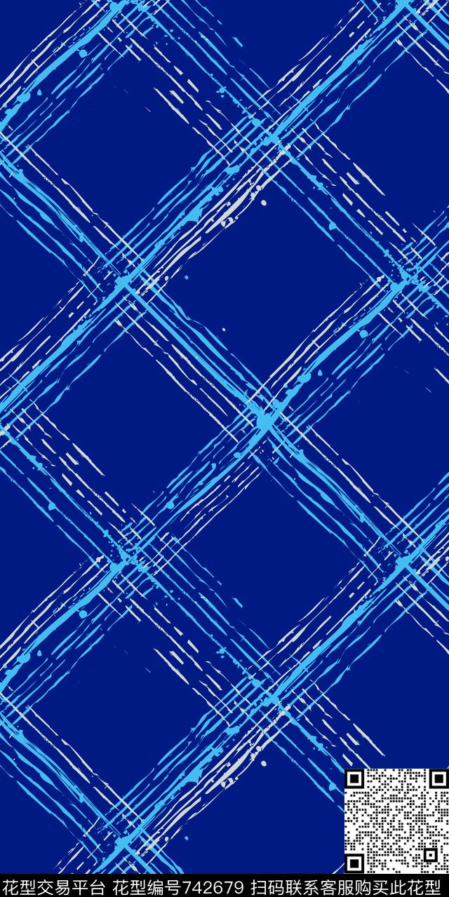 男装手绘格子格子传统印花华亿平台下载（图片编号: 742679） - 瓦栏（Walan）