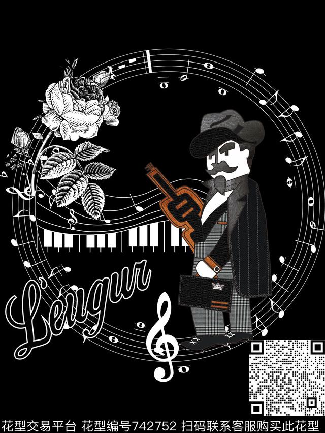 线条潮牌卡通数码印花华亿平台下载（图片编号: 742752） - 瓦栏（Walan）