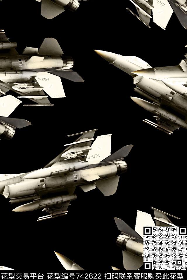 复古飞机战斗机数码印花华亿平台下载（图片编号: 742822） - 瓦栏（Walan）