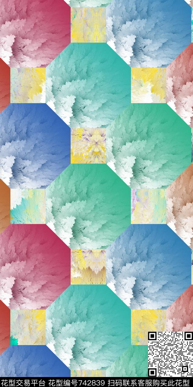彩色鳞境鳞片数码印花华亿平台下载（图片编号: 742839） - 瓦栏（Walan）