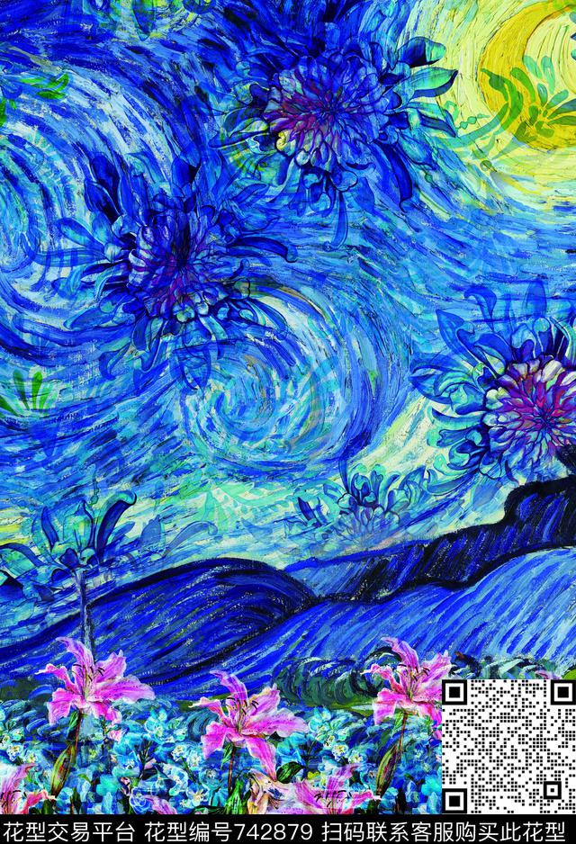 花朵花瓣天空数码印花华亿平台下载（图片编号: 742879） - 瓦栏（Walan）