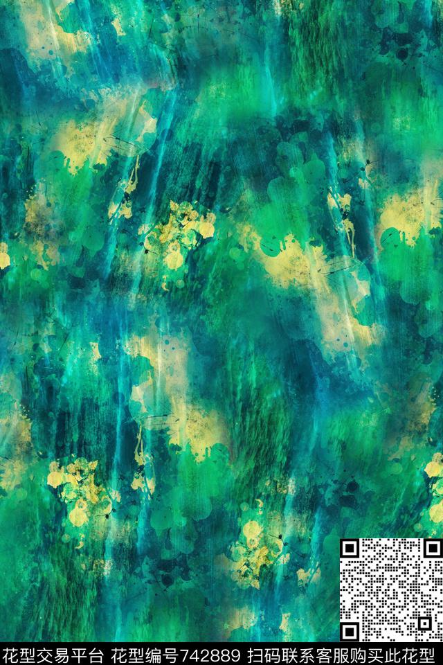 纹理抽象水彩数码印花华亿平台下载（图片编号: 742889） - 瓦栏（Walan）