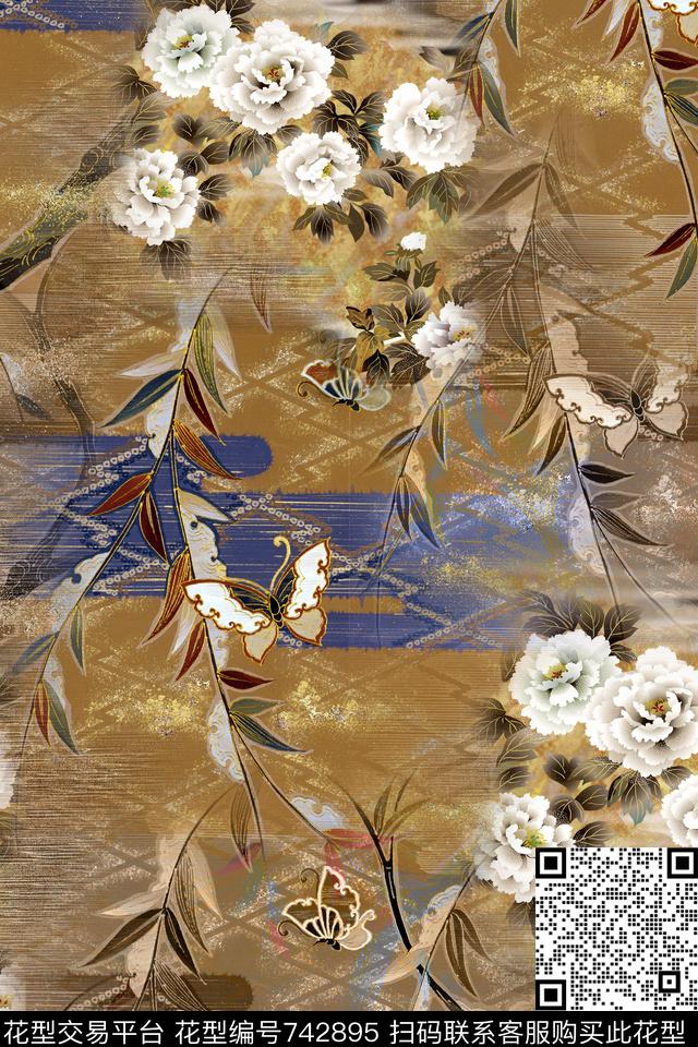 休闲条纹花卉数码印花华亿平台下载（图片编号: 742895） - 瓦栏（Walan）