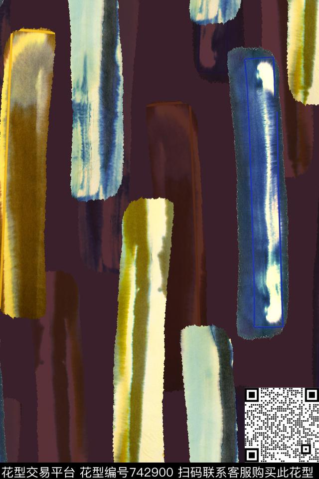 时尚手绘笔触数码印花华亿平台下载（图片编号: 742900） - 瓦栏（Walan）