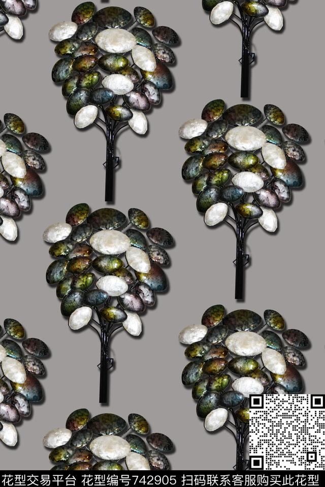 休闲风宝石树数码印花华亿平台下载（图片编号: 742905） - 瓦栏（Walan）
