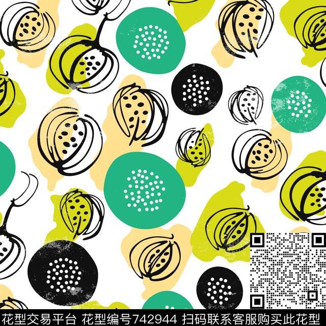 色块大花女装传统印花华亿平台下载（图片编号: 742944） - 瓦栏（Walan）