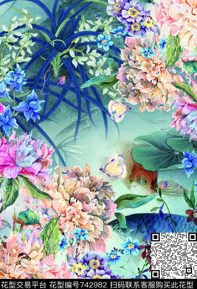 水仙花花朵花卉数码印花华亿平台下载（图片编号: 742982） - 瓦栏（Walan）