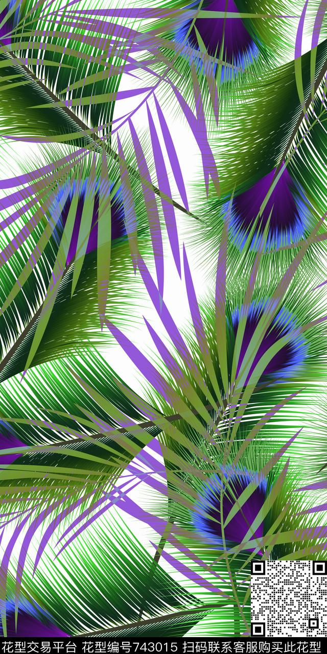 数码动物类羽毛孔雀数码印花华亿平台下载（图片编号: 743015） - 瓦栏（Walan）