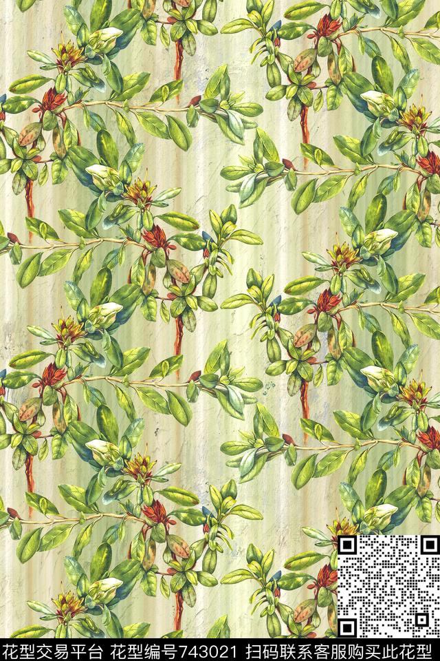 流行时尚趣味树枝数码印花华亿平台下载（图片编号: 743021） - 瓦栏（Walan）