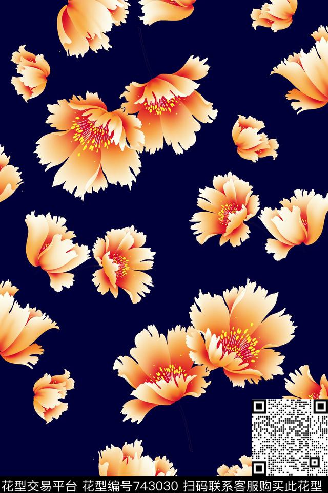 花瓣花朵花卉数码印花华亿平台下载（图片编号: 743030） - 瓦栏（Walan）