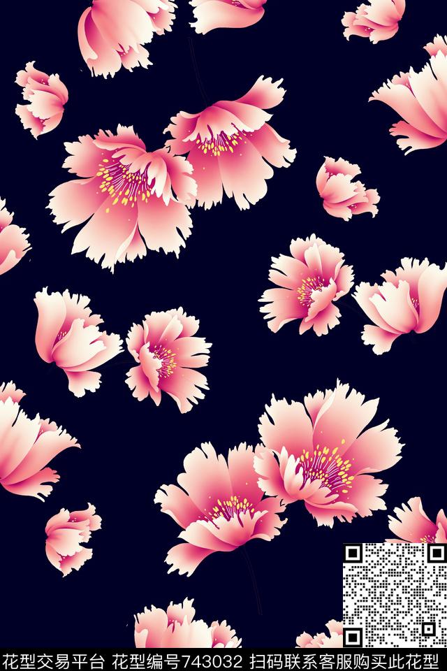 花瓣花朵花卉数码印花华亿平台下载（图片编号: 743032） - 瓦栏（Walan）