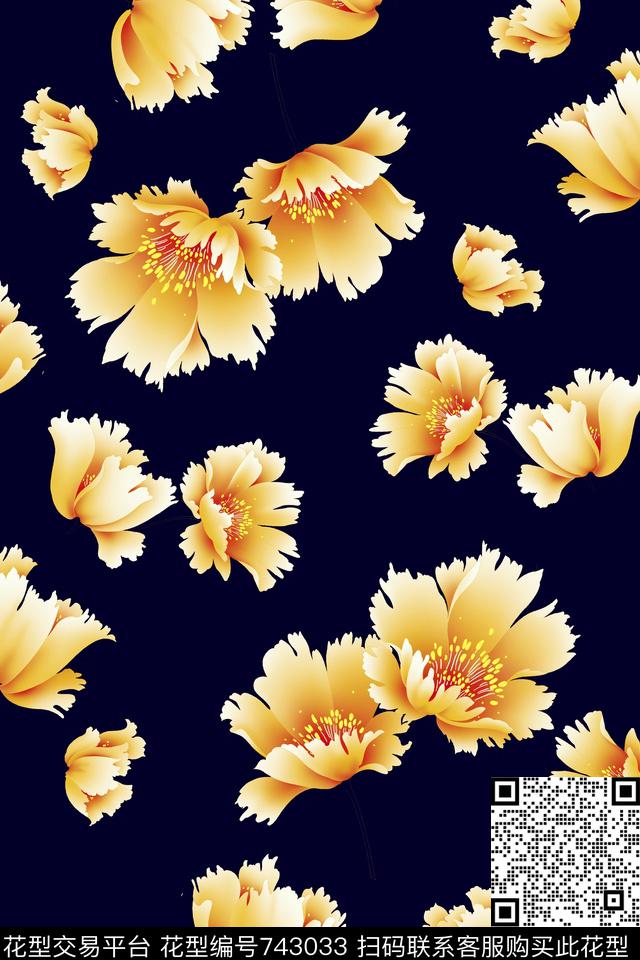 花瓣花朵花卉数码印花华亿平台下载（图片编号: 743033） - 瓦栏（Walan）