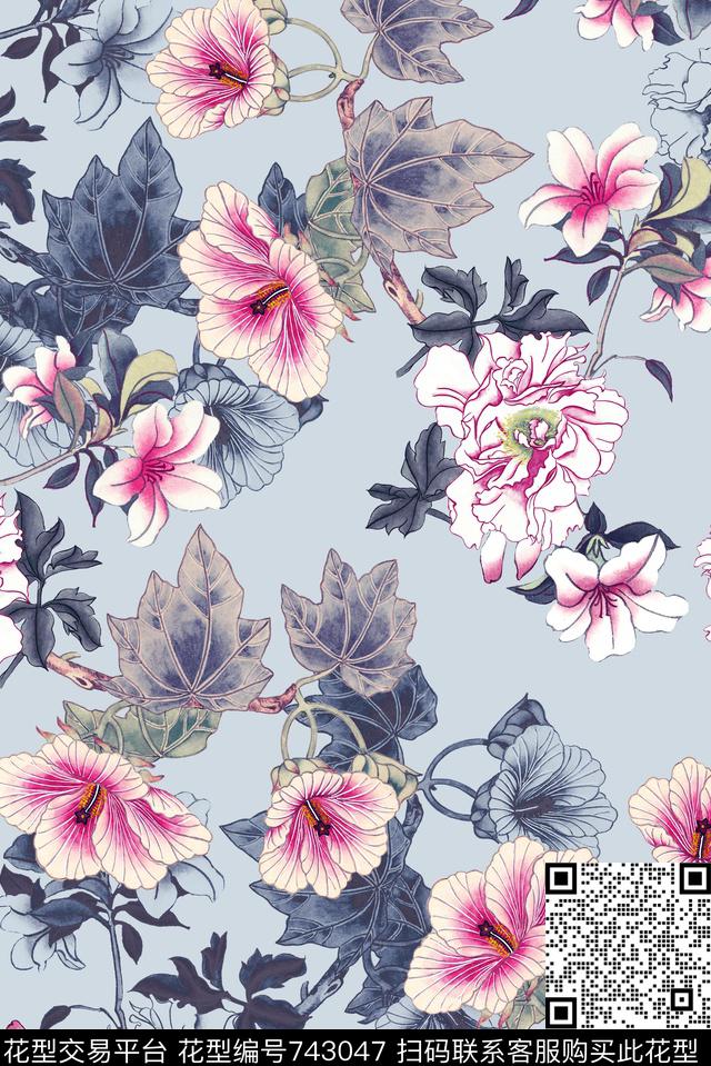 春夏清爽淡雅数码印花华亿平台下载（图片编号: 743047） - 瓦栏（Walan）