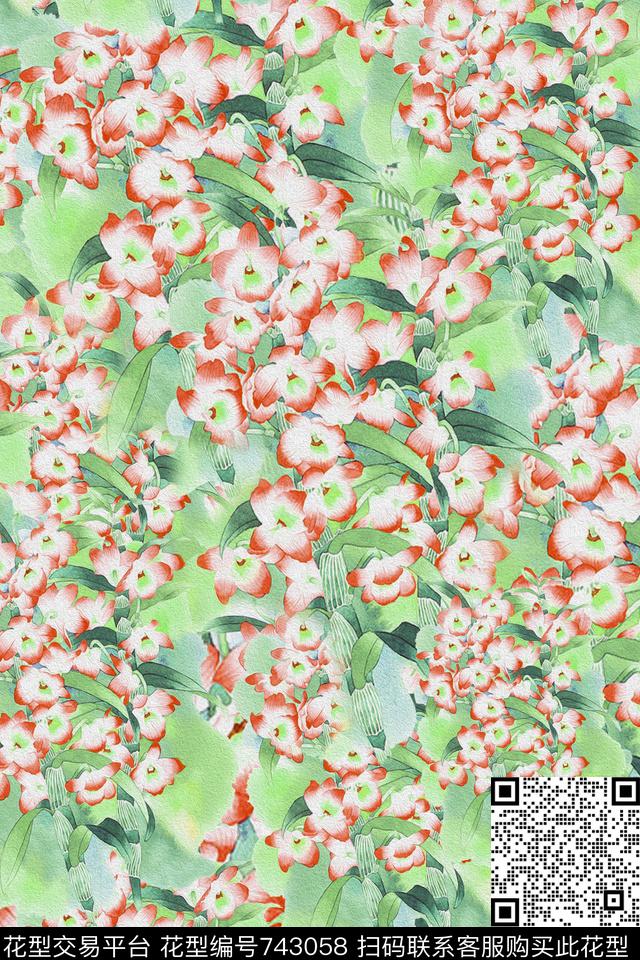 花朵花卉数码印花华亿平台下载（图片编号: 743058） - 瓦栏（Walan）