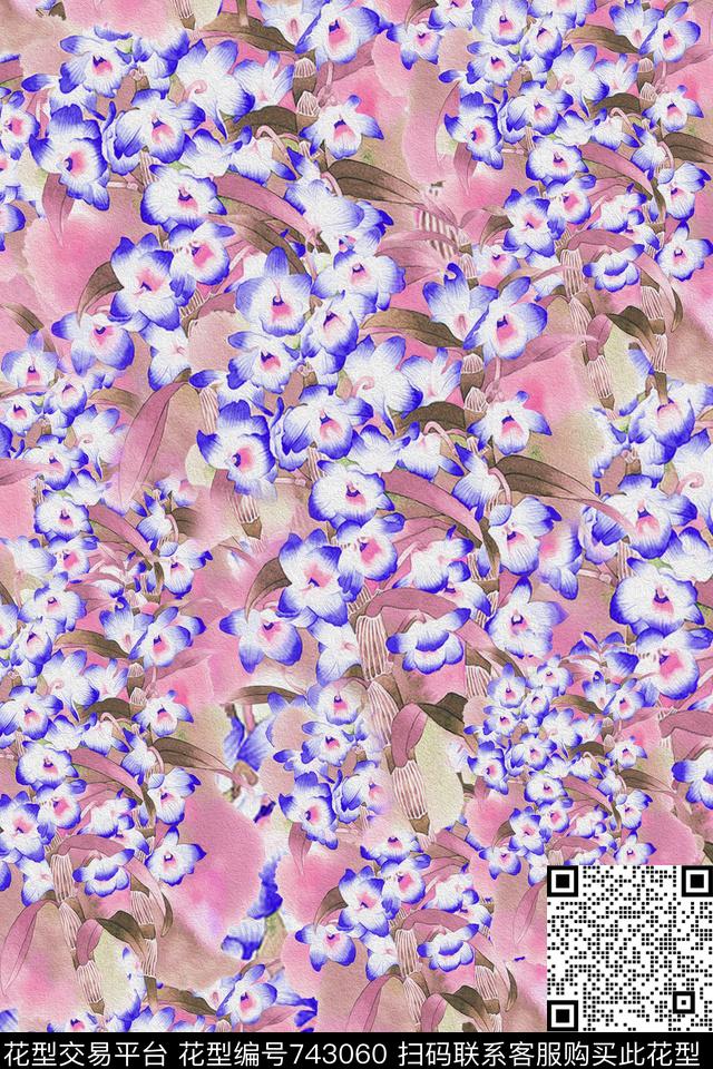 花朵花卉数码印花华亿平台下载（图片编号: 743060） - 瓦栏（Walan）