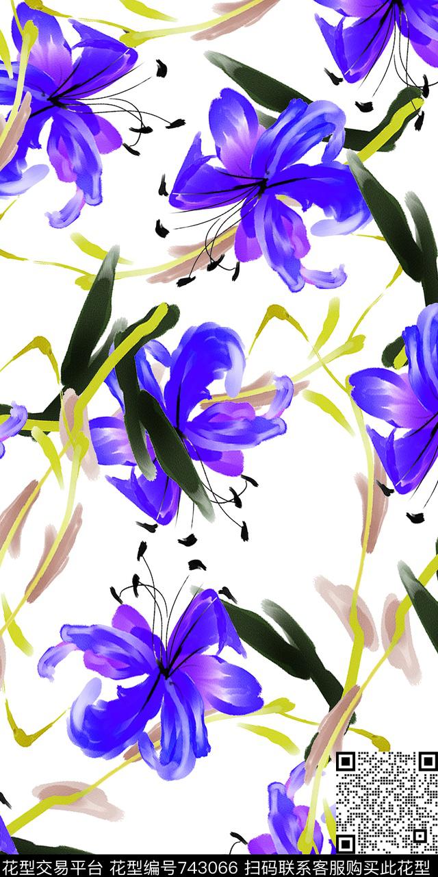花朵花卉数码印花华亿平台下载（图片编号: 743066） - 瓦栏（Walan）