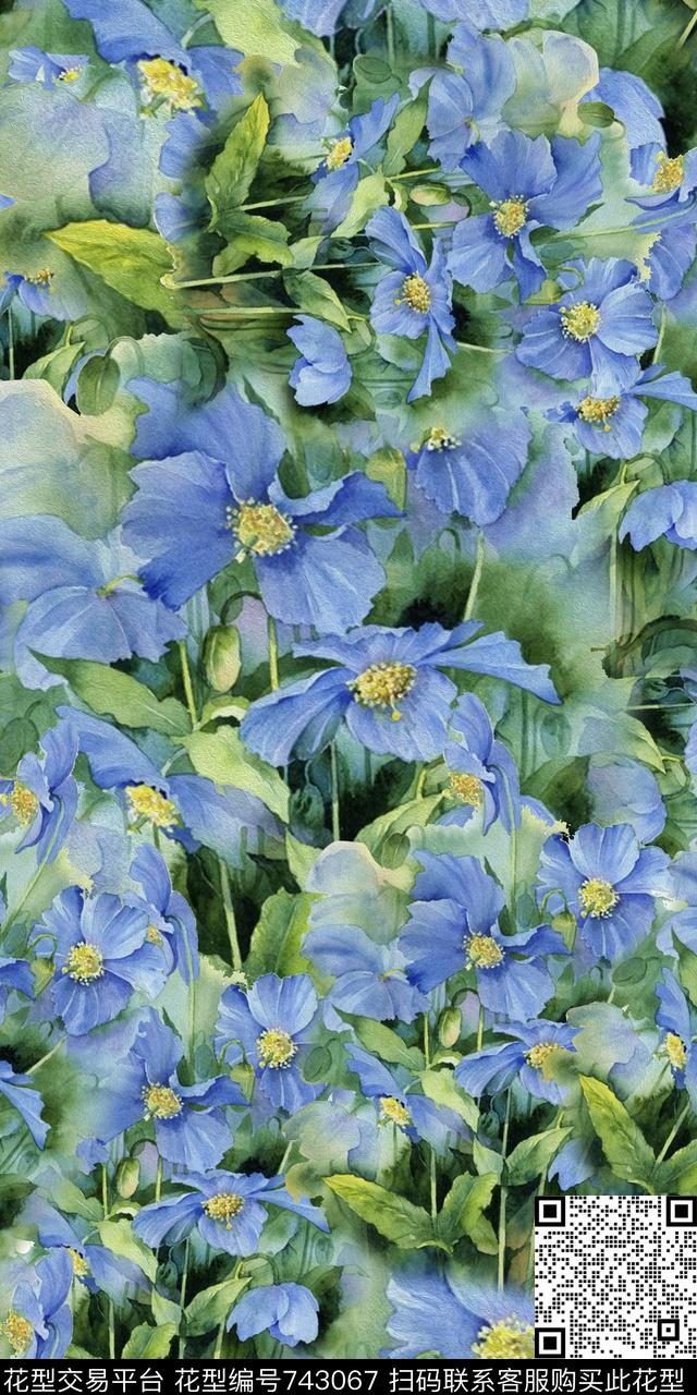 花朵花卉数码印花华亿平台下载（图片编号: 743067） - 瓦栏（Walan）