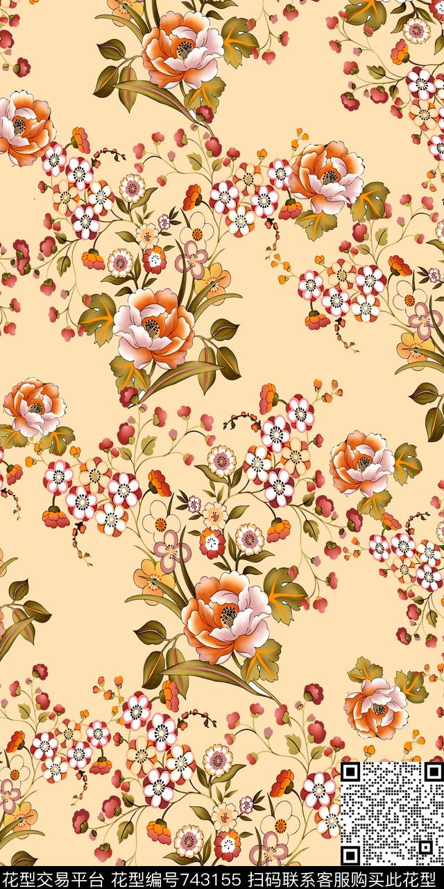 小碎花数码水彩数码印花华亿平台下载（图片编号: 743155） - 瓦栏（Walan）