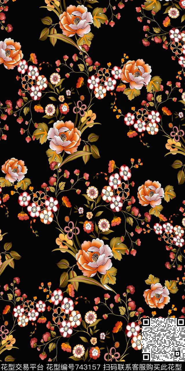 小碎花数码水彩数码印花华亿平台下载（图片编号: 743157） - 瓦栏（Walan）