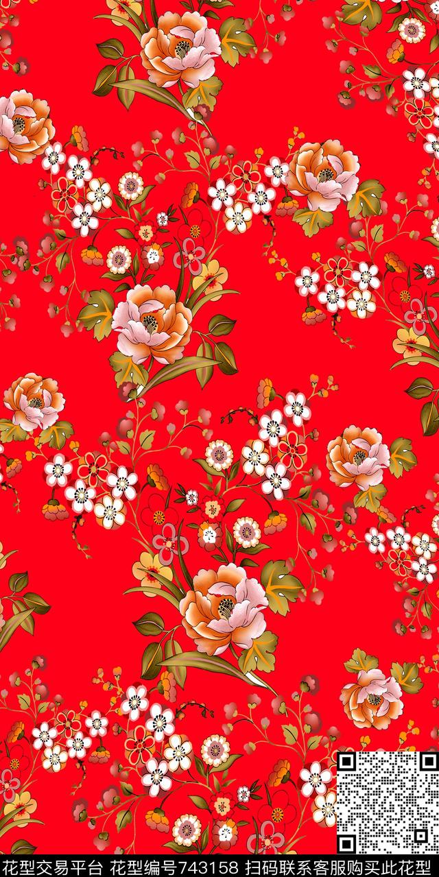 小碎花数码水彩数码印花华亿平台下载（图片编号: 743158） - 瓦栏（Walan）