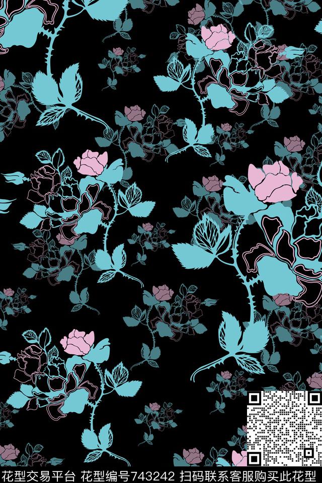 康乃馨水仙花玉兰花数码印花华亿平台下载（图片编号: 743242） - 瓦栏（Walan）