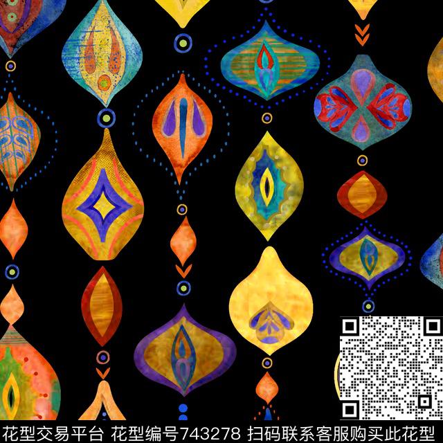 不规则几何波点圆圈数码印花华亿平台下载（图片编号: 743278） - 瓦栏（Walan）