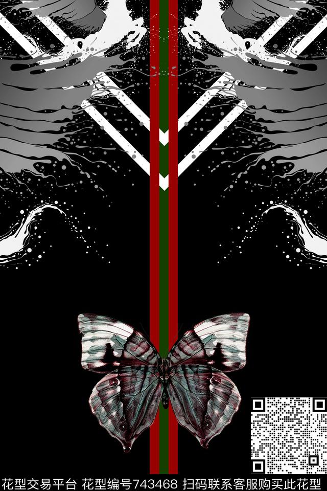 黑白动物几何数码印花华亿平台下载（图片编号: 743468） - 瓦栏（Walan）