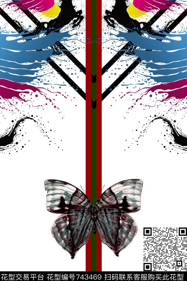 黑白动物几何数码印花华亿平台下载（图片编号: 743469） - 瓦栏（Walan）