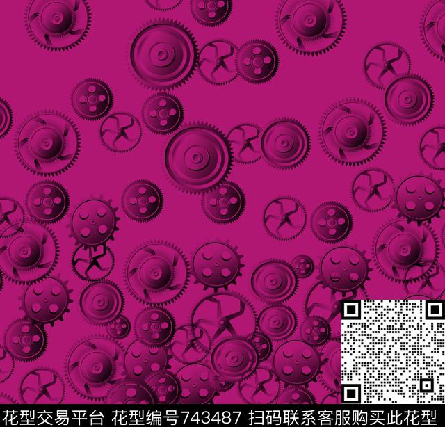 不规则几何齿轮几何数码印花华亿平台下载（图片编号: 743487） - 瓦栏（Walan）