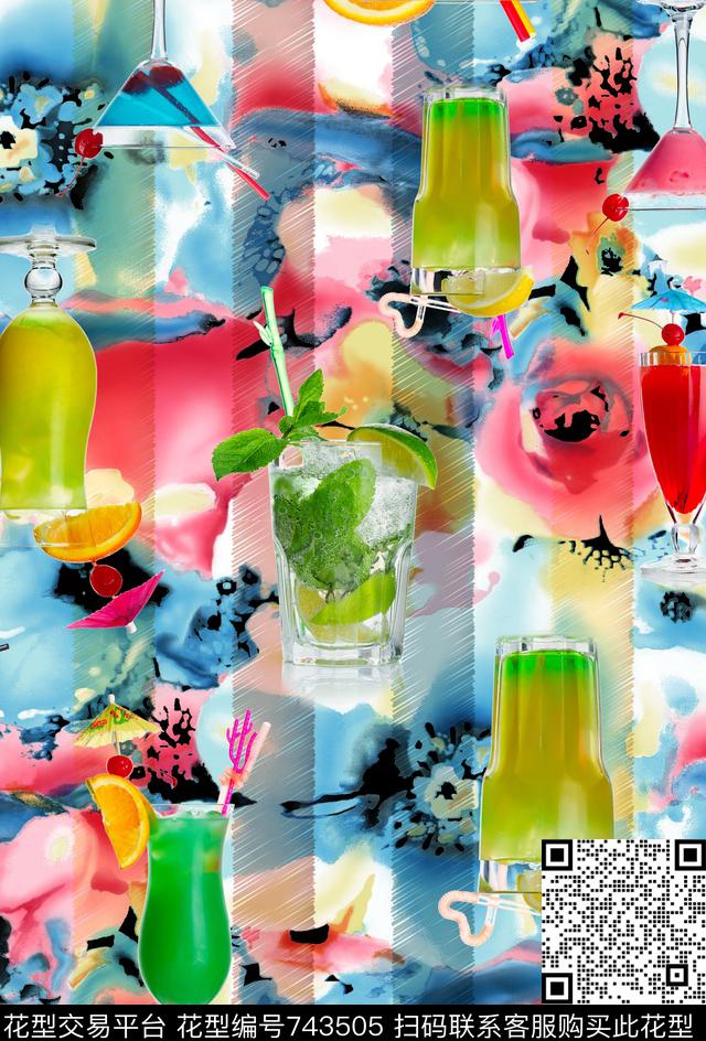 手绘花卉冰爽夏季女装VIP特区手绘时尚花鸟数码印花华亿平台下载（图片编号: 743505） - 瓦栏（Walan）